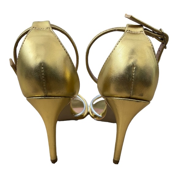 SAKS FIFTH AVENUE Susan Metallic Ankle Strap Sandals Size 7.5 - Picture 5 of 8